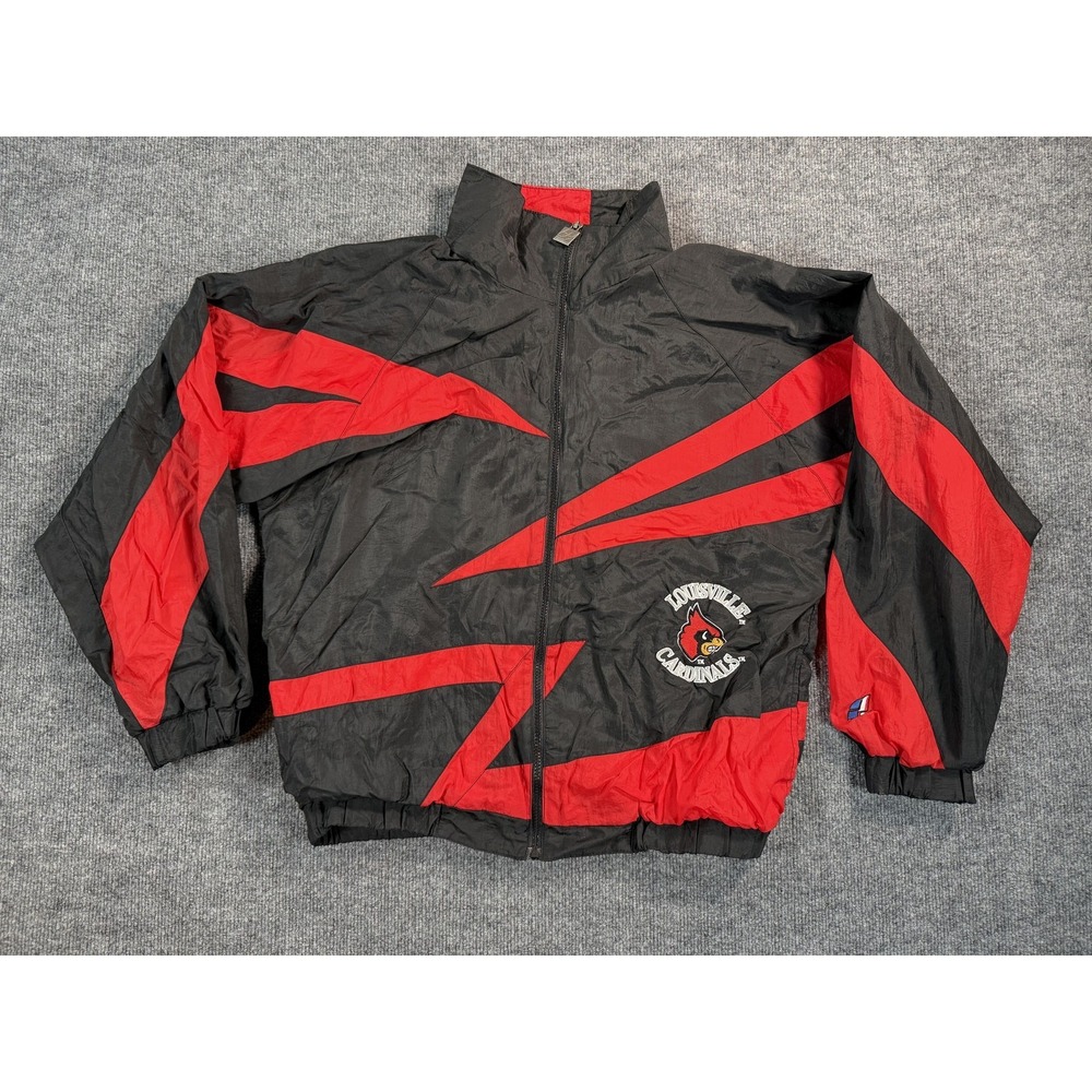 Vintage Louisville Cardinals Jacket Mens Medium Black NCAA Shark Tooth Pro Stuff